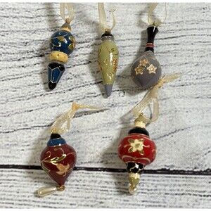 Hallmark Miniature Ornaments 2004 HOLIDAY BOUQUET Set of 5 Christmas Enameled